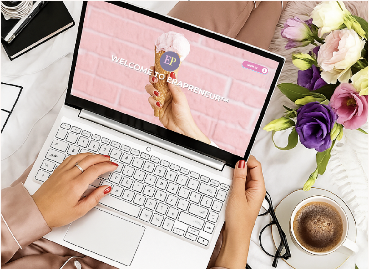 Member using the Erapreneur online platform on a laptop